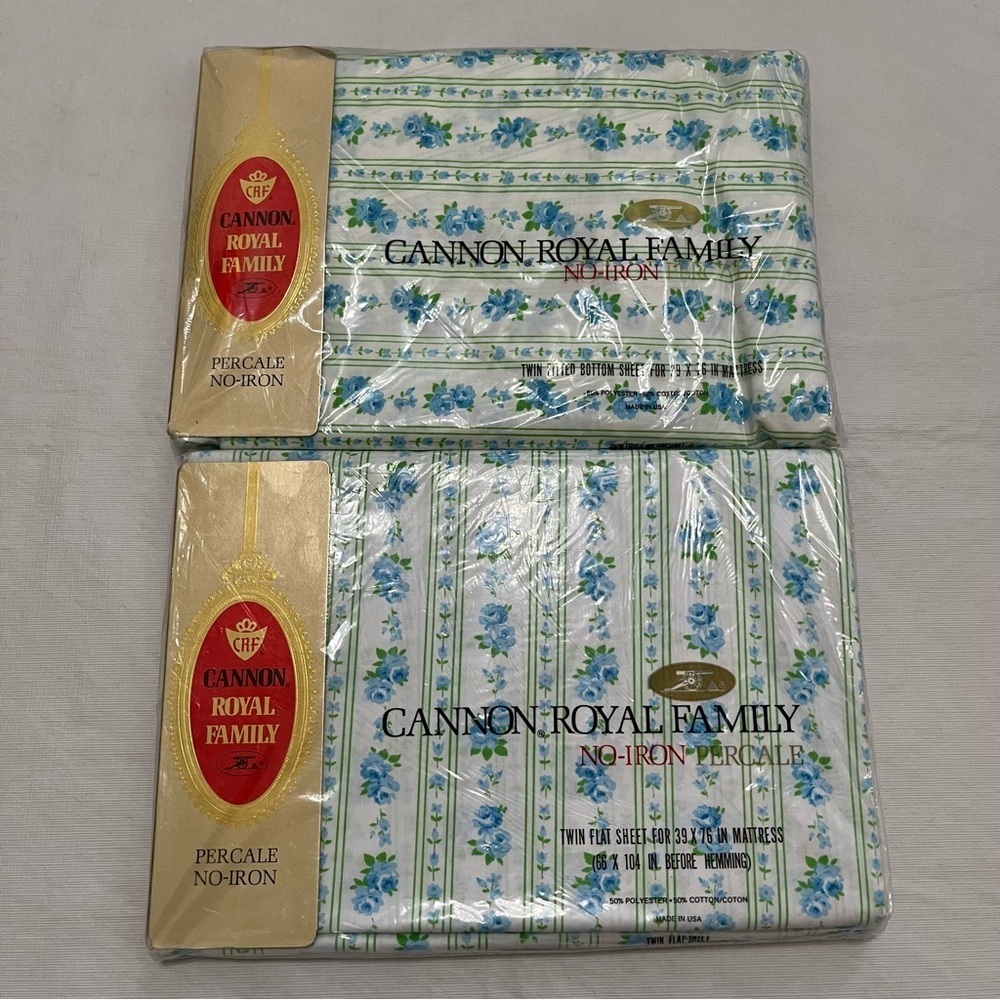 Vintage Cannon Royal Family Twin Bed Sheets Set